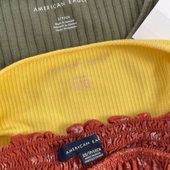 Lot of American Eagle Outfitters - Raw Hem Jean Shorts Halter Tank & Peasant Top - Picture 8 of 16